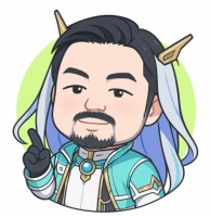 キャラクター,イラスト,アイコン,ファンタジー,青い髪,ヒゲ,王冠,指差し