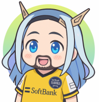 アニメキャラ,青い髪,笑顔,ソフトバンクホークス,ユニフォーム,可愛い