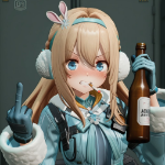 アニメキャラクター,金髪,うさ耳,マイクロフォン,飲み物