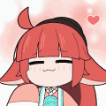 アニメ,女の子,赤髪,エルフ耳,ハート,笑顔,かわいい,デフォルメ,アイコン