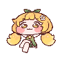 ドット絵,女の子,金髪,ツインテール,リボン,花飾り,緑背景,かわいい,キャラクター