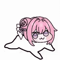 キャラクター,ピンク髪,シール,かわいい,漫画スタイル