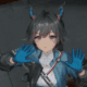 動物耳,黒髪,青い手袋,アニメ,短髪,灰色の服,少女