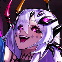アニメ,女性,銀髪,ピンクの目,ツノ,悪魔,笑顔,ファンタジー