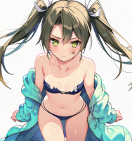 少女,ツインテール,水着,アニメ,上着