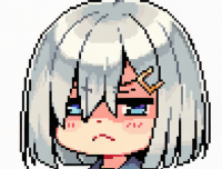 ドット絵,女の子,ショートヘア,銀髪,ヘアピン,不機嫌,チーク