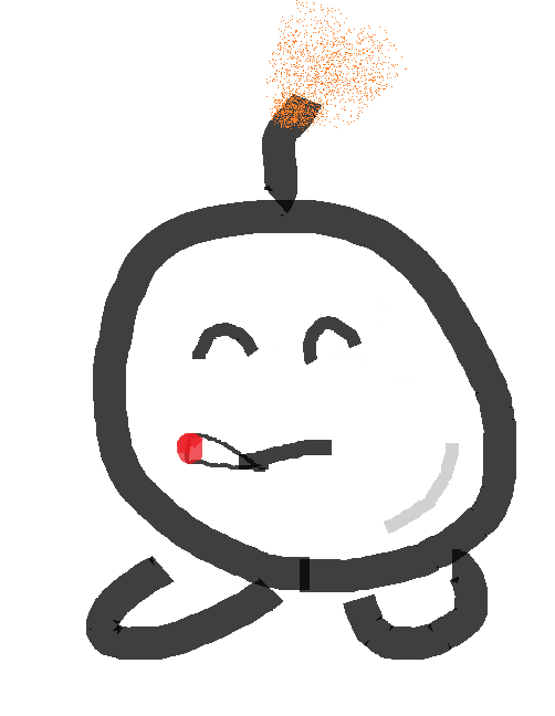手描き,白いキャラクター,丸い,線画,爆弾,火花,かわいい,シンプル