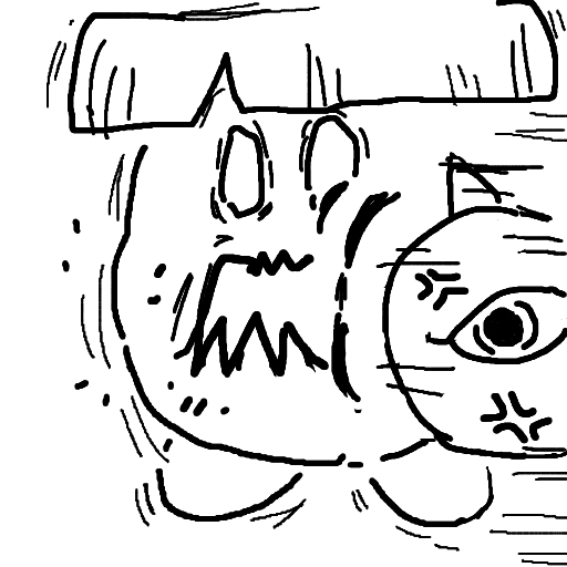 手描き,モノクロ,キャラクター,落書き,怒り顔,シンプル