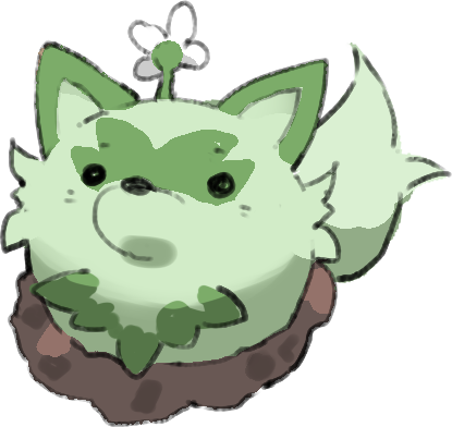 キャラクター,動物,かわいい,緑色,イラスト,しっぽ,葉っぱ,花