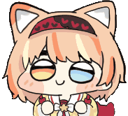 アニメ,チビキャラ,猫耳,ヘアバンド,複色目,リボン