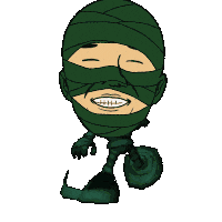 包帯,キャラクター,緑色,笑顔,バストアップ