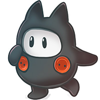 キャラクター,黒,忍者,マスコット,アニメ風,ボタン,走る