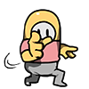 キャラクター,黄色,ピンクシャツ,ポーズ,指さし,アイコン,シンプルイラスト