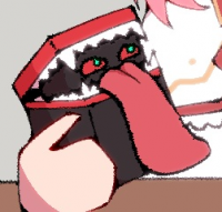 モンスター,ミミック,舌,箱,緑の目,手,ファンタジー