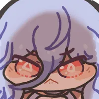 アニメ風,女の子,紫髪,赤い目,怒り顔,シンプル線画,アイコン