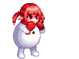 キャラクター,ドット絵,赤い髪,ボクシンググローブ,雪だるま
