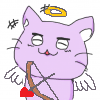 猫,天使,キューピッド,弓矢,ハート,羽,光輪,紫,アイコン,かわいい