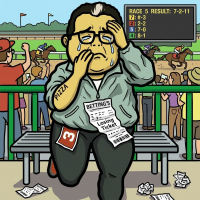 競馬,敗北,男性,涙,ベンチ,馬,馬券,BETTING,LOSING TICKET,RACE 5 RESULT