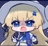 アニメキャラクター,かわいい,金髪,青い目,帽子,ミニキャラ,怒り,チビキャラ