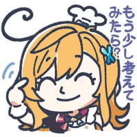 女性,キャラクター,シェフ帽,ウインク,もう少し考えてみたら？