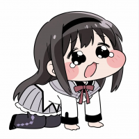 女の子,制服,アニメ風,泣き顔,チビキャラ,黒髪,まどマギ,暁美ほむら