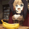 アニメ,女性,カフェ,バナナ,驚き,金髪,マント