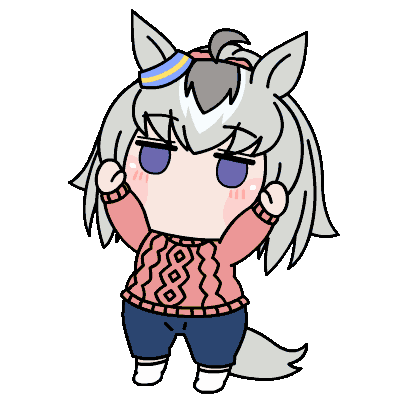 アニメキャラクター,耳,白髪,眼鏡,セーター,ズボン,チビキャラ