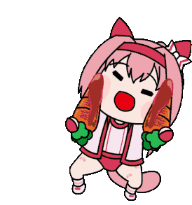 猫耳,ピンク髪,女の子,アニメ風,ソーセージ,かわいい,ゆるい,キャラクター