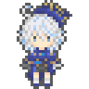 ドット絵,キャラクター,ファンタジー,青い服,帽子