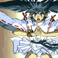 アニメ,少女,黒髪,ツインテール,白い服,腕輪,ポーズ