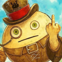 キャラクター,帽子,モノクル,中指,イラスト,空,帽子のロゴ