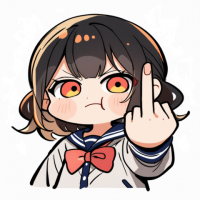 アニメ,女の子,セーラー服,ツインカラー髪,怒り,中指,アイコン
