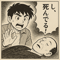 漫画,驚き,台詞,死んでる