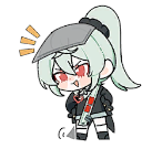 アニメ風,女の子,緑髪,ポニーテール,怒り,デフォルメ,軍服,帽子,ミニキャラ