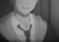 アニメ,モノクロ,男性,制服,ネクタイ,カーディガン