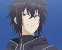 男性,黒髪,アニメ,ツンツン髪,笑顔,青背景