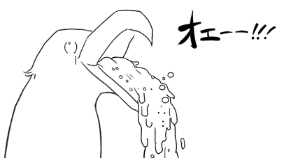 鳥,嘔吐,オエー,白黒イラスト,ギャグ