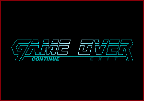 ゲームオーバー,GAME OVER,コンティニュー,CONTINUE,EXIT,ゲーム画面,レトロゲーム