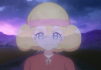 アニメ,女の子,金髪,ツインテール,ヘッドバンド,夕暮れ,道,かわいい