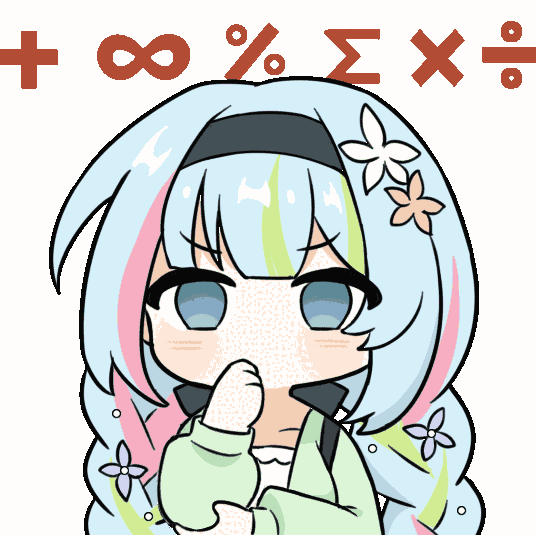 女性,水色の髪,花飾り,アニメ風,数式記号