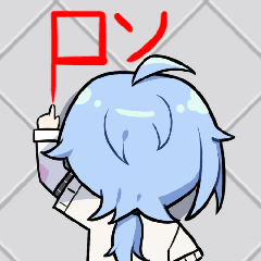 青髪,青い髪,少女,巫女,和服,赤い旗,アイコン