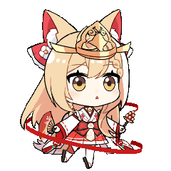 猫耳,巫女,着物,和風,赤いリボン,狐面,金髪,ちびキャラ