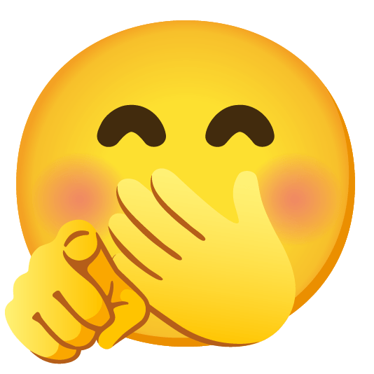絵文字,笑顔,手で口を押さえる,指差し,からかい,黄色,ほっぺた赤い