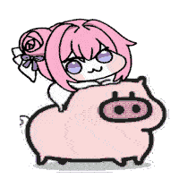 ピンク髪,女の子,豚,デフォルメ,可愛い,アニメ風