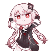 アニメ風,女の子,ツインテール,赤目,ミニキャラ,白髪,ヘアアクセサリー,ポーズ