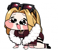 アニメ風,デフォルメ,金髪,サングラス,モコモコジャケット,ポーズ,可愛い