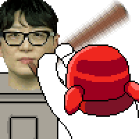 男性,メガネ,叩く,ハンマー,ドット絵,バーチャル