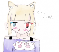 猫耳,キャラクター,青目,赤目,金髪,パステルカラー,にゃ…,イラスト