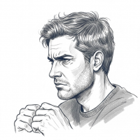 男性,イラスト,横顔,真剣,手を握る,短髪