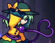 キャラクター,緑の帽子,黄色の服,紫のコード